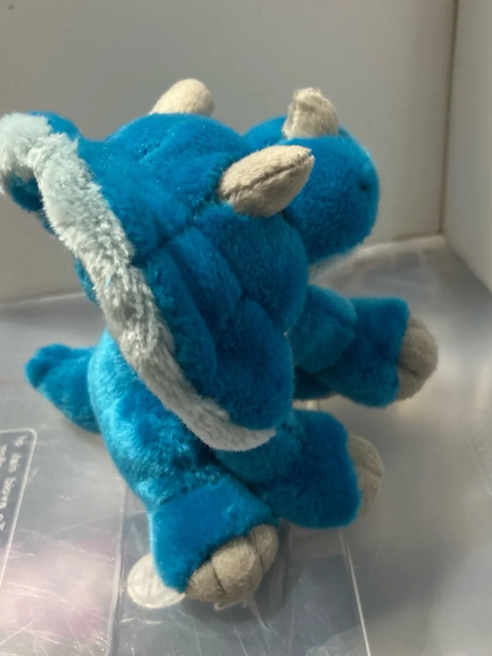 Plush Blue Triceratops Stuffed Animal - Soft Kids Dinosaur Toy